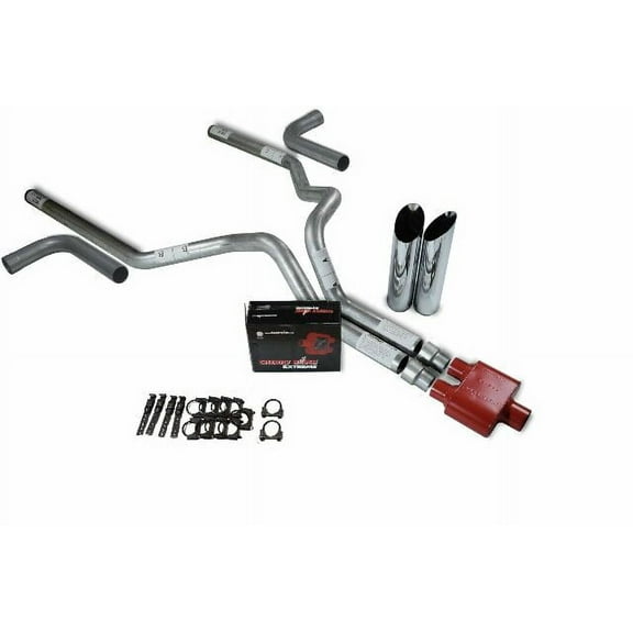 Chevy GMC 1500 15-18 3" Dual Exhaust Kits Cherry Bomb Extreme Slash Tip Side E