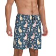 thumbnail image 2 of Sikiie Cute Rabbit Floral Mens Pajama Shorts, Lightweight Lounge Pant with Pockets Soft Sleep Pj Shorts for MenLarge, 2 of 6