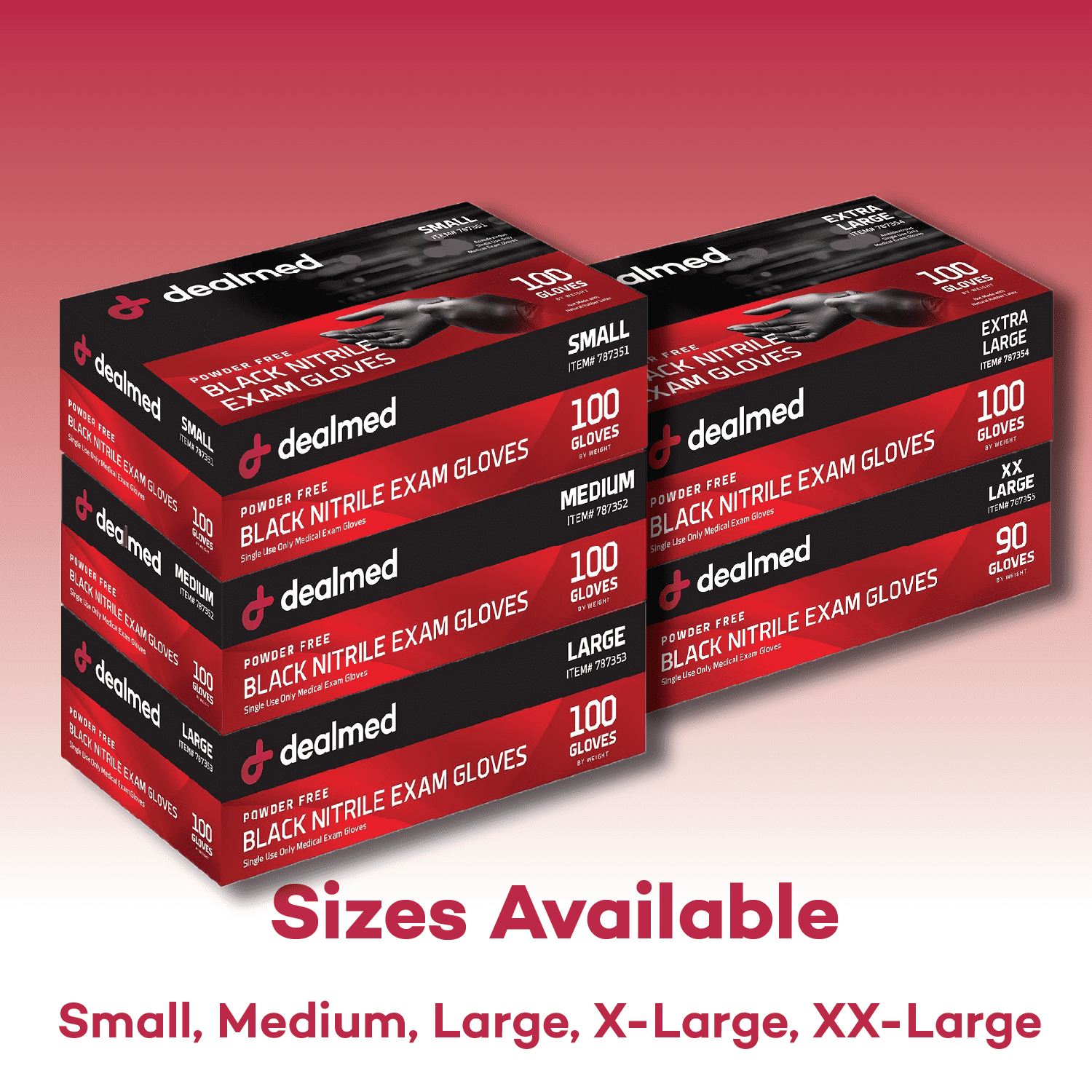 Dealmed Nitrile Exam Gloves, Black – 100 Count Disposable, Non-Irritating, Latex Free, Multi-Purpose for First Aid and Medical Facilities (X-Large, Case of 10)