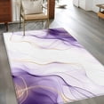 thumbnail image 3 of Marble Purple Area Rug 3x5 FT, Non Slip Entryway Bedside Carpet, Gold White Modern Gradient Ocean Ripple Washable Soft Floor Carpet Indoor Mat Non-Shedding Throw Rug for Dorm Kitchen Home Office, 3 of 9