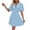 Light Blue, variant on Summer Dresses for Womens 2024 Fashion Plus Size V-Neck Puffy Sleeves Temperament Pleated High-waisted Mini Dress Solid Color Short-sleeved V-neck Dress