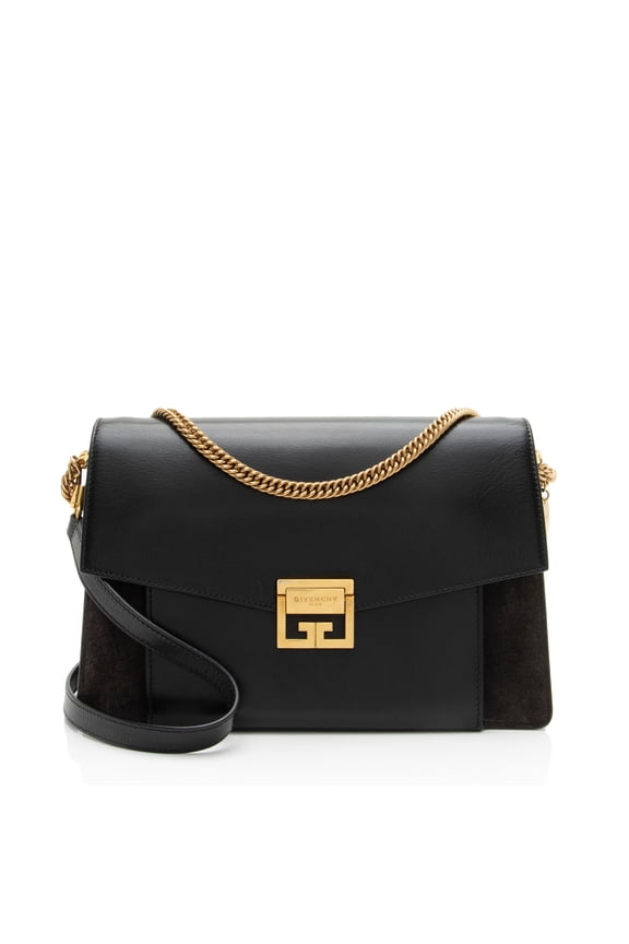 Pre-Owned Givenchy Leather Suede GV3 Medium Shoulder Bag