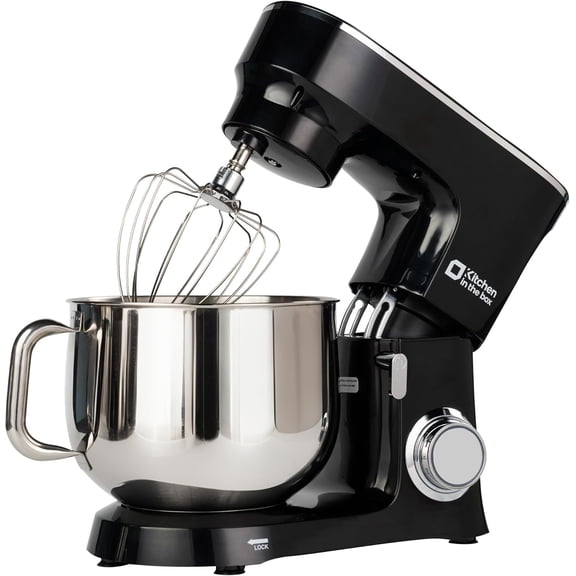 Stand Mixer, 900W 8.5 QT Kitchen Electric Mixer, 10-Speed Large Capacity Food Mixer with Dough Hook, Wire Whip, Flat Beater & Splash Guard (Ink Black)