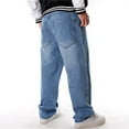 thumbnail image 6 of LUOBANIU Men's Loose Fit Baggy Hip Hop Cotton Denim Work Pants Straight Leg Jeans (022 Blue, 38), 6 of 6