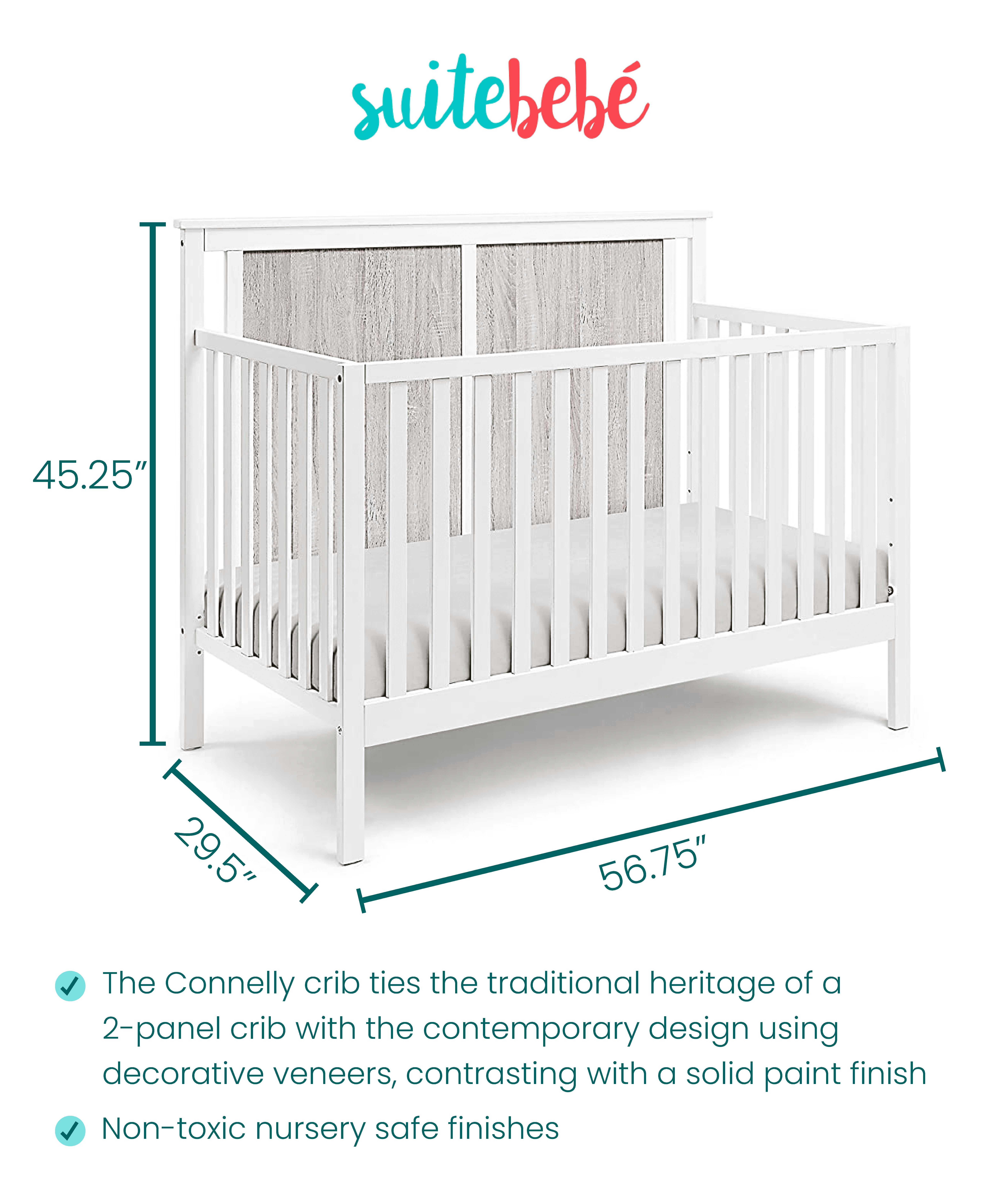 Connelly Changing Table in White Finish