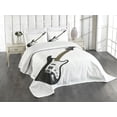 thumbnail image 3 of Ambesonne Guitar Quilted Bedspread Set 3 Pcs, 4 String Bass Music, Queen Size, Black White Caramel, 3 of 5