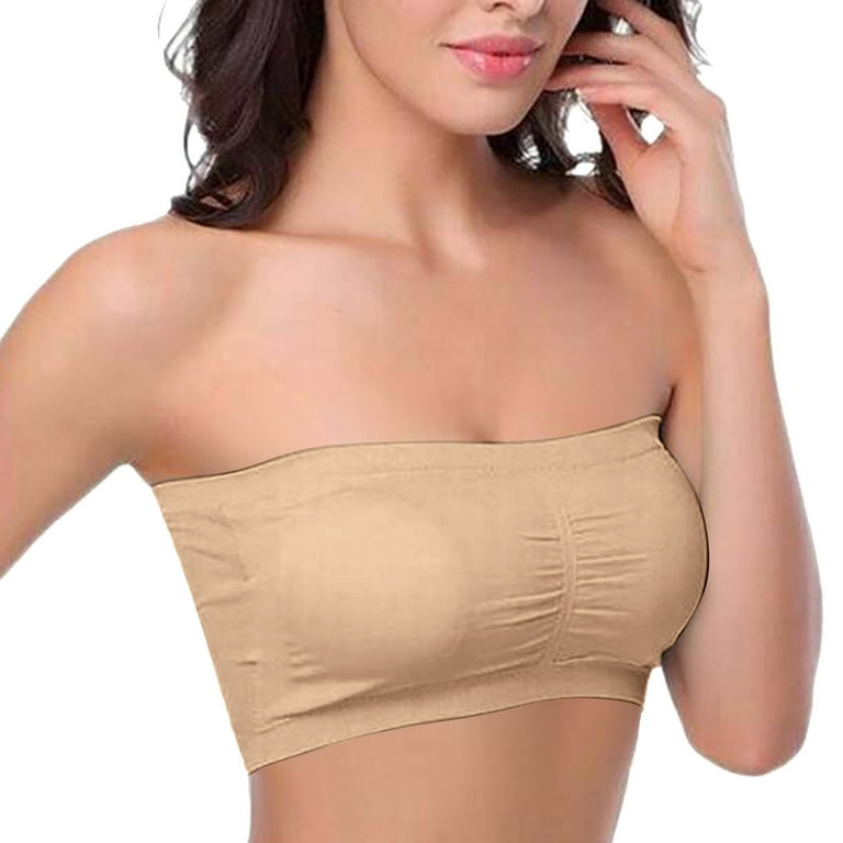 Eashery Underoutfit Bras for Women Women's Seamless Plunge Bra Deep V-Neck  Wireless Comfort Bra Unlined Triangle Bras Stretch Bralettes for Women  Beige 4X-Large 