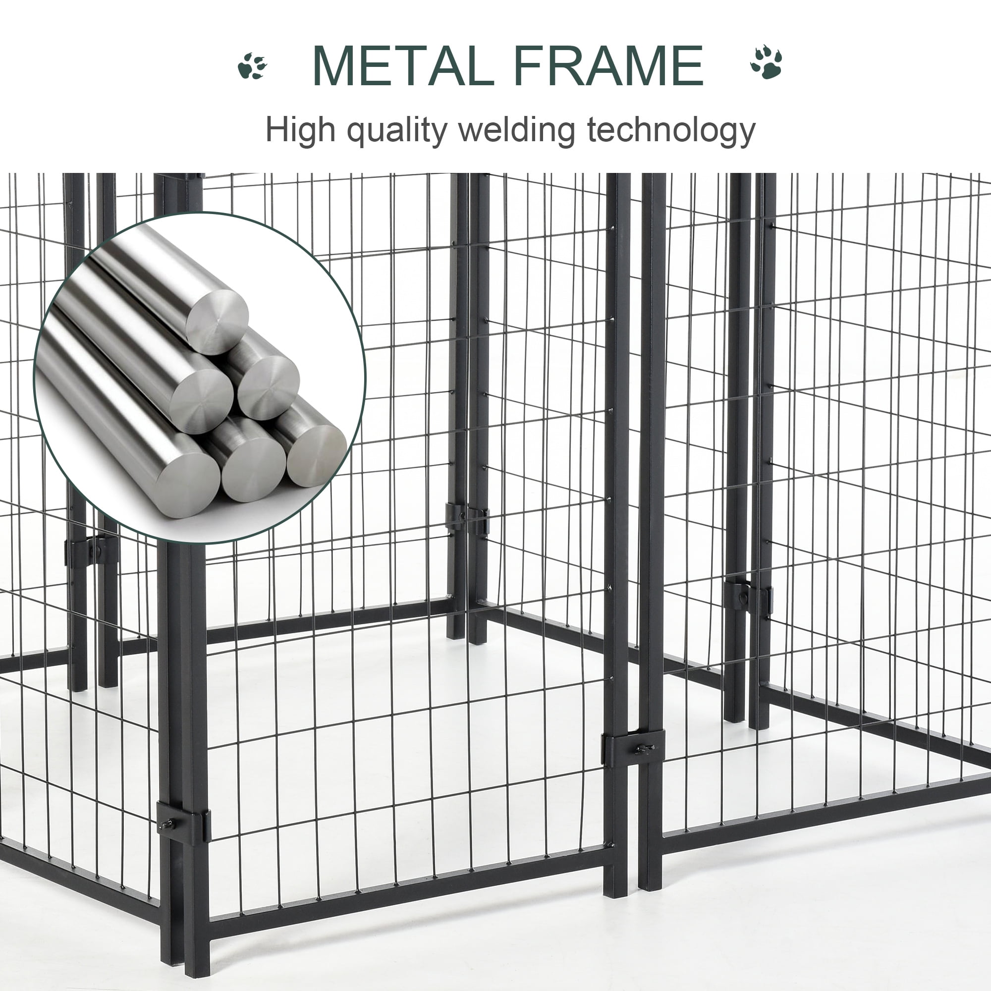 Dog Playpen Outdoor, Dog Kennel Dog Exercise Pen with Lockable Door, Water-resistant Canopy, for Medium and Large Dogs - 8' x 4' x 6'