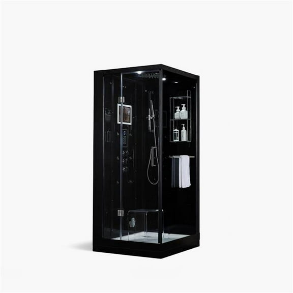 Maya Bath 203 37 x 37 x 88 in. Arezzo Left Steam Shower, Black