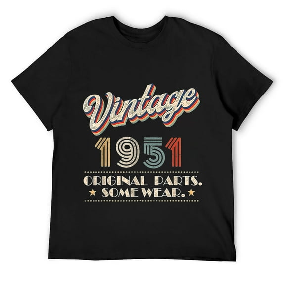 Mens Vintage 1951 Original Parts Year Of Birth Birthday T-Shirt Black