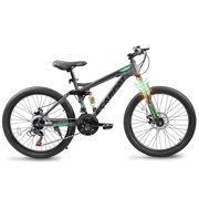 24-Inch Teen Mountain Bike with 21-Speed Twist Shifter, Front Suspension Fork, High Carbon Steel Frame, V-Brakes, Durable All-Terrain Tires, Ideal for School Commuting