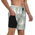 thumbnail image 2 of Logiee White Birds Print Men's Swim Trunk,Quick Dry Board Shorts ,Men's Swim Trunks with Compression Liner, Bathing Suits with Pockets-Medium, 2 of 6