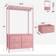 thumbnail image 2 of 71" H Clothes Rack with Fabric Drawers, Freestanding Garment Rack with Metal Wire Shelf, Pink, 2 of 8