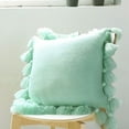thumbnail image 2 of Nvzi Knitted Pillow Covers with Pompoms Tassels Boho Farmhouse Striped Cable Knit Throw Pillow Cases Decorative Pillow Cushion Cover for Home Sofa Couch Bed 18 x 18 inches Mint Green, 2 of 5