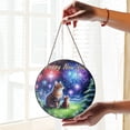thumbnail image 2 of Happy New Year Manx Family Cheer Winter Midnight Firework Stained Glass Suncatcher Cat Lover Kitten Owner Gifts Window Hanging Sign Decor - 02025, 2 of 5