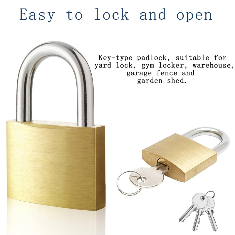 Shiyi Solid Brass Padlock with Keys, 2.36 Inches photo 3