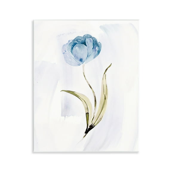 Stupell Industries Single Blue Flower Blossom Floral Painting Unframed Art Print Wall Art, 11 x 14