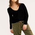 thumbnail image 2 of Women‘s Causal T-Shirt V Neck Long Sleeve Loose Fit Tops Solid Color Blouse Basic Tees, 2 of 4