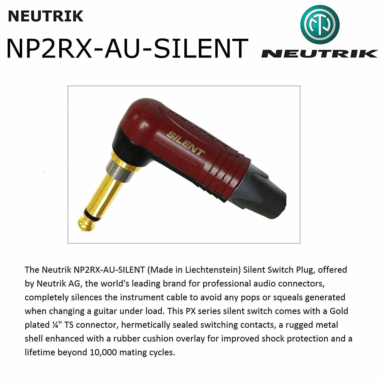 MOGAMI 2524 × NEUTRIK Silent PLUG【3m S-S　サイレントプラグ仕様 】送料無料　シールド　ケーブル　ギター　モガミ　ノイトリック Mogami 2524 Instrument Cable