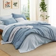 thumbnail image 3 of Juego de edredón Bedsure Queen, azul grisáceo, 7 piezas, para todas las estaciones, 3 of 6