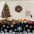 thumbnail image 4 of Blue Snowflake Tablecloth, Winter Snow Flower Design, Retro Dinning Table Cover, 52 x87 in Village Table Cloth, Dinner Banner, Disposable Rectangle Tablecloth Home, Dinner, Party, BBQ Picnic Favor, 4 of 6