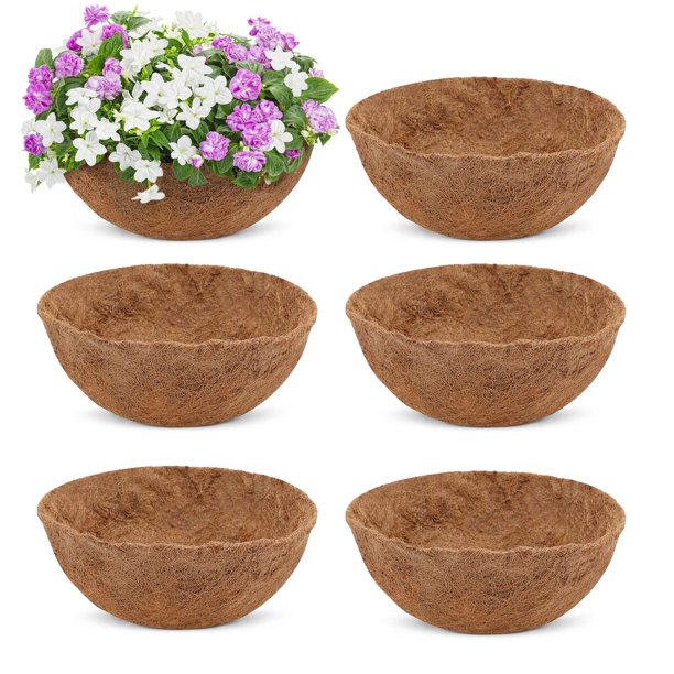 GROWNEER 6 Packs 14 Inches Round Coco Coir Liner, Circle Coconut Fiber