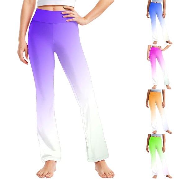 Antinious Children Girls Gradient Print Elastic Soft High Waist Breathable Straight Leg Fitness Full Length Pants Leggings