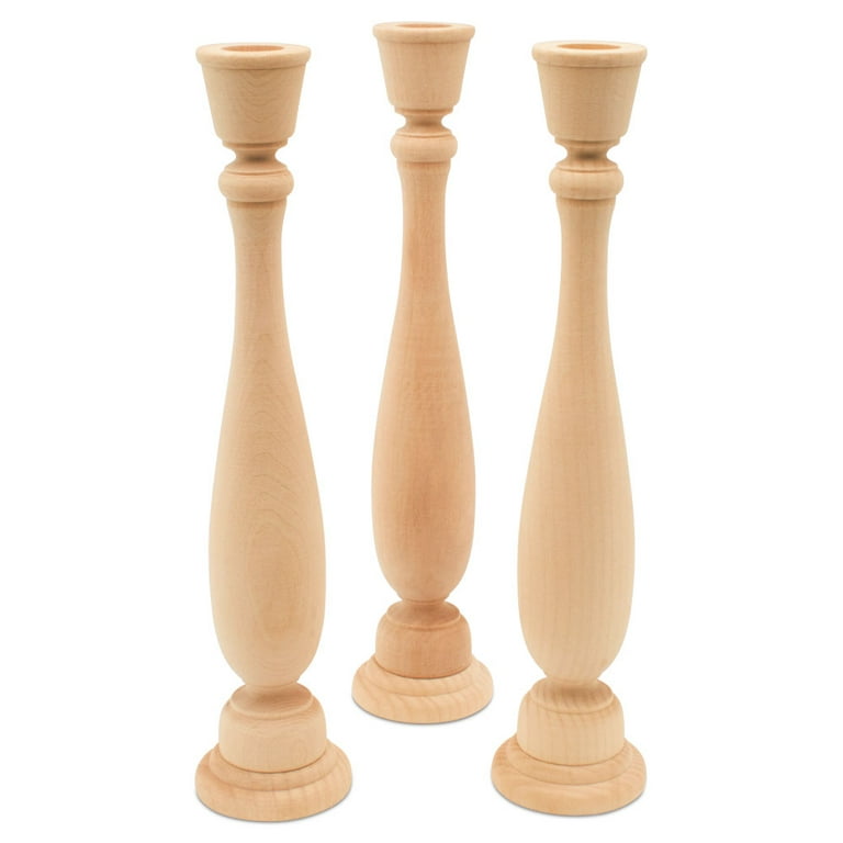 Wooden cheap craft candlesticks