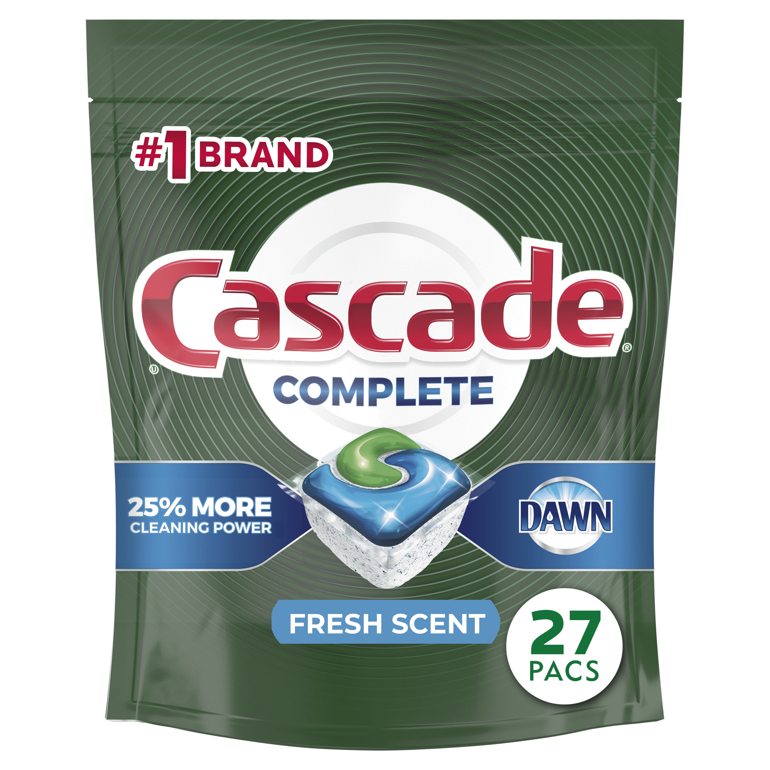 Cascade Complete Dishwasher Pods, ActionPacs Dishwasher Detergent Tabs, Fresh  Scent, 27 Ct - Walmart.com
