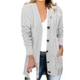 thumbnail image 4 of IROINNID Faux Fur Coat for Women Knitted Fall and Winter Front Open Button Down Cardigans Warm Leisure Solid Basic Cardigan with Pocket,White, 4 of 5