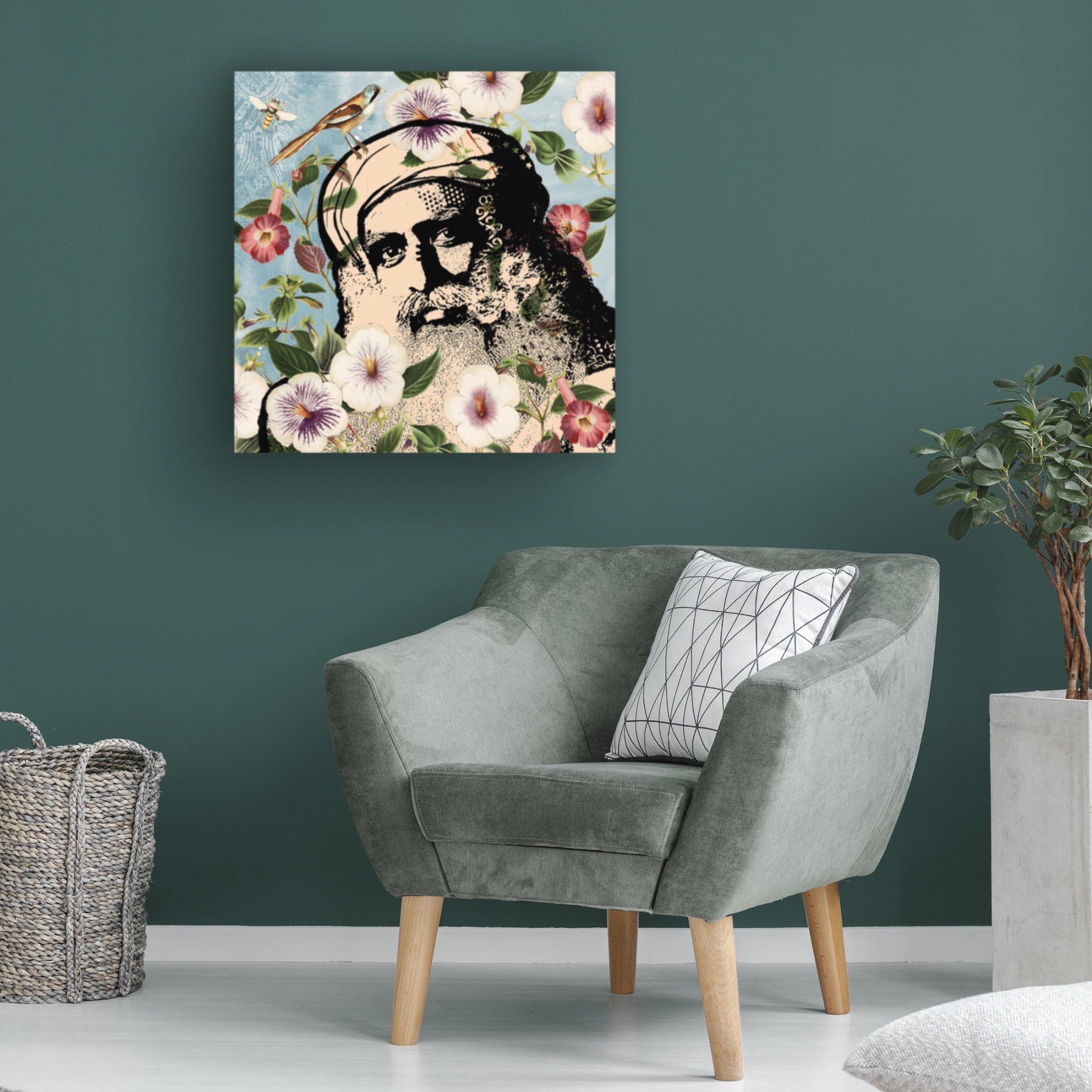Canvas Wall Art - Dean Russo 'Wallpaper Sadhguru' Wall Art for Living Room, Bedroom, or Office Décor by Trademark Fine Art - 14 x 14 Inches
