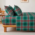 thumbnail image 2 of Jessy Home King 4-Piece Plaid Bed Sheet Set, Soft Microfiber, 14-Inch Deep Pocket, Flat & Fitted Sheet with 2 Pillowcases, Green Red, 2 of 10