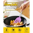 thumbnail image 5 of Bundlepro Pack of 2 Silicone Spatulas Turners, Non Stick Slotted and Solid Kitchen Utensils, Purple, 5 of 6