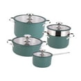 thumbnail image 2 of Juego de 4 utensilios de cocina para el hogar, juego de cocina antiadherente con tapa de vidrio, olla para cocinar gachas, olla de cocina para acampar verde oscuro, 2 of 8
