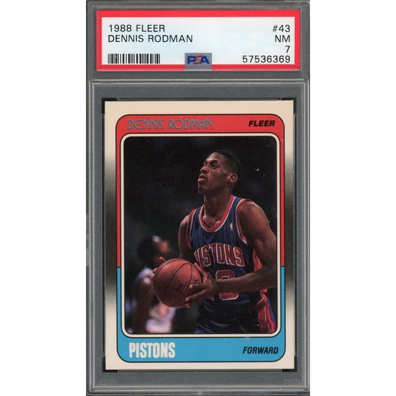 Dennis Rodman 1988 Fleer Basketball Rookie Card RC #43 Graded PSA 7