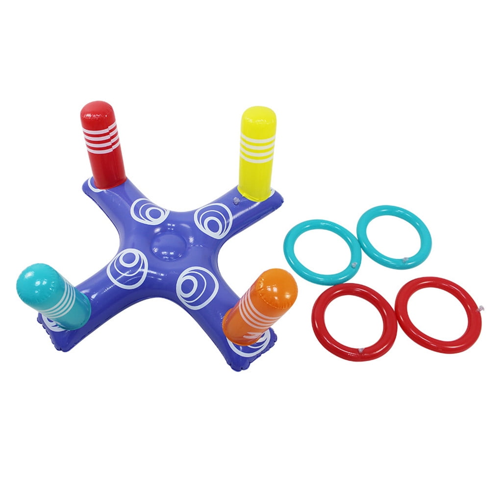 Inflatable Ring Toss Pool Game Toys Floating Swimming Pool Ring with 4pcs Rings~ 