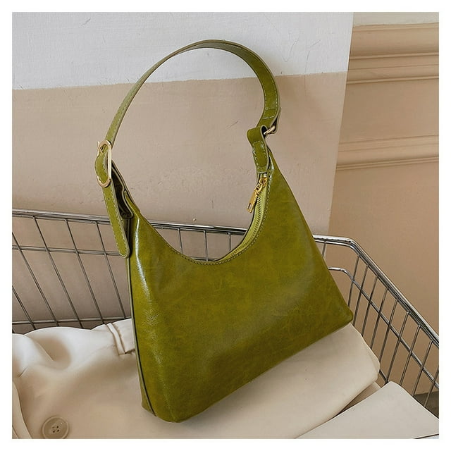 Petits Sacs à Bandoulière pour Femmes Tendance en Cuir PU Rétro avec Pochette Croissant, Sacs à Main Hobo Mignons pour Tous les Jours, Vert