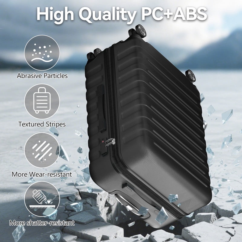 Luggage Sets 3 Piece Hardside with Spinner Wheels 60%PC ABS Suitcase with TSA Lock 20 24 28 inch Carry on Luggage Black