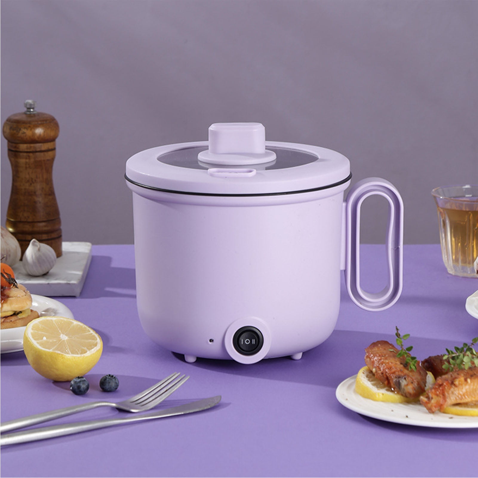 Electric Cooking Pot 1.5L Coated Anti Scald Handle Clear Lid Multifunction Electric Cooker for Home Dormitory Party AU Plug 220V