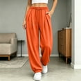 thumbnail image 6 of CFLVAEK Sweatpants for Women Casual Pleated Drawstring Elastic Waisted Fall Winter Cinch Bottom Track Pants with Pockets Orange XL, 6 of 9