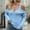 Blue, variant on Women's Off Shoulder Solid Pullover Long Sleeve Casual Sweater With Comfort Fit