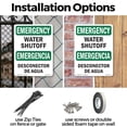 thumbnail image 3 of Water Shutoff Bilingual OSHA Emergency Rigid Plastic Sign 24 Inch x 18 Inch - 10 Pack, 3 of 8