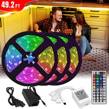 49.2ft/15M RGB Flexible LED Strip Lights 3528 LED Tape Lights for Home Party Holiday KTV Hotel+Remote Controller price history on PriceWatchPro