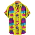 thumbnail image 2 of Camisas Para Hombre Manga Larga Negra Casual Hombres Solapa Estampado Manga Corta Puños Botón Puerto Estilo Floral Camisa Sand Beach Hawaiianss Summer Top (Yellow, M), 2 of 3