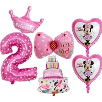 Kidsfavor 2nd Birthday Girl Mickey Mouse Minnie Mouse Themed Balloons, 6 Pcs