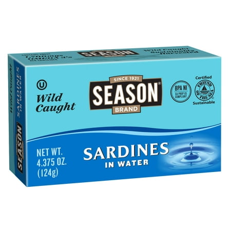 (4 Pack) Season Salted Sardines in Water, 4.375