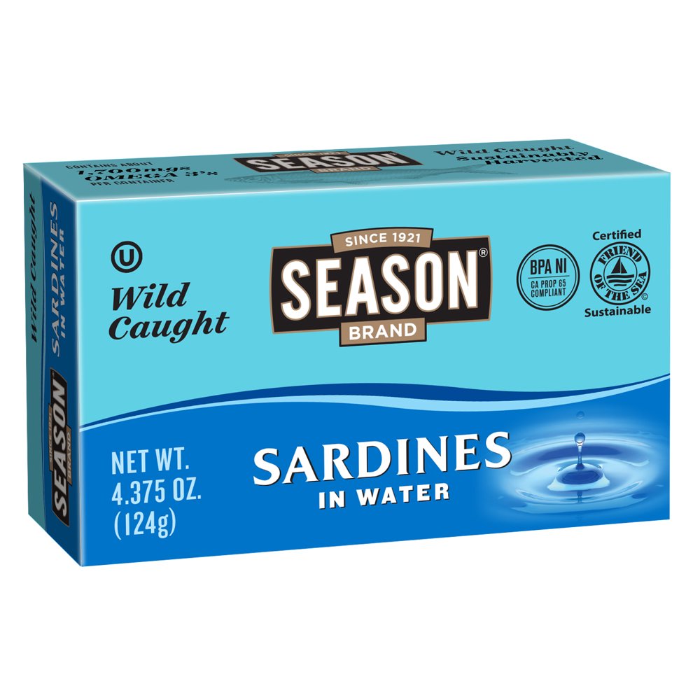 Season Salted Sardines in Water, 4.375 oz