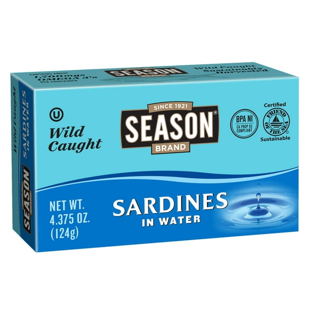 Season Salted Sardines in Water, 4.375 oz