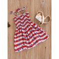 thumbnail image 3 of Bagilaanoe Toddler Girl 4th of July Dress America Flag Strap Dresses Kids Summer Clothes Backless Stripe Stars Party Dress, 3 of 8