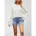 thumbnail image 4 of Women's Sweater Fall Crew Neck Batwing Sleeve Pullover Sweaters White XL, 4 of 7